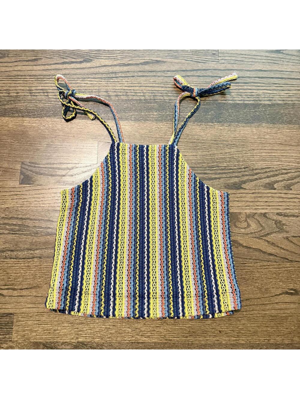 NWOT Madewell Texture & Thread Tie-Shoulder Rainbow Crochet Tank XS